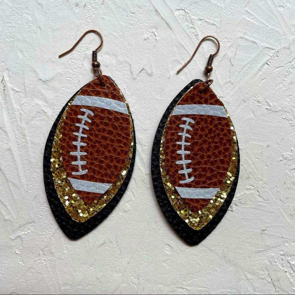 5 for $25 Soft tear drop football earrings